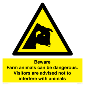 Beware Farm animals can be dangerous. Visitors are advised not to interfere with animals